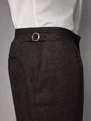 Brown Wool Blend Herringbone Suit Trousers - Image 5 of 10