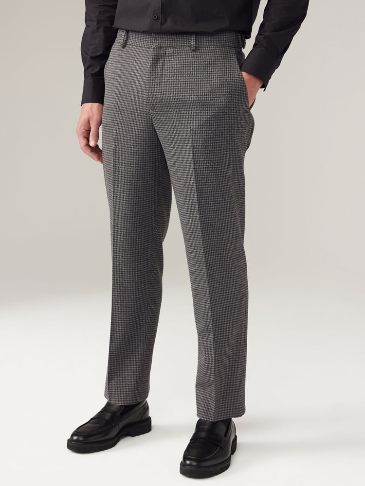 Grey Puppytooth Textured Suit Trousers - Image 1 of 8