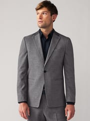 Grey Puppytooth Textured Single Breasted Suit Jacket - Image 1 of 12
