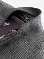 Grey Puppytooth Textured Single Breasted Suit Jacket - Image 10 of 12