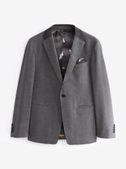 Grey Puppytooth Textured Single Breasted Suit Jacket - Image 8 of 12