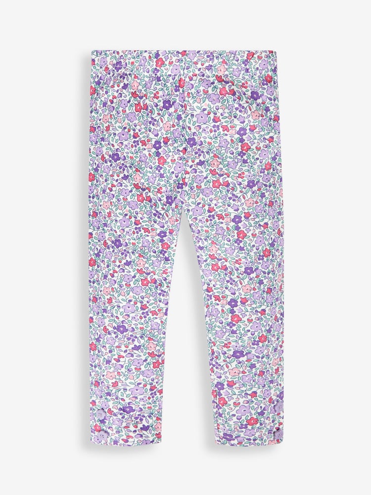 JoJo Maman Bébé Lilac Purple Ditsy & Purple Girls' 2-Pack Leggings - Image 2 of 5