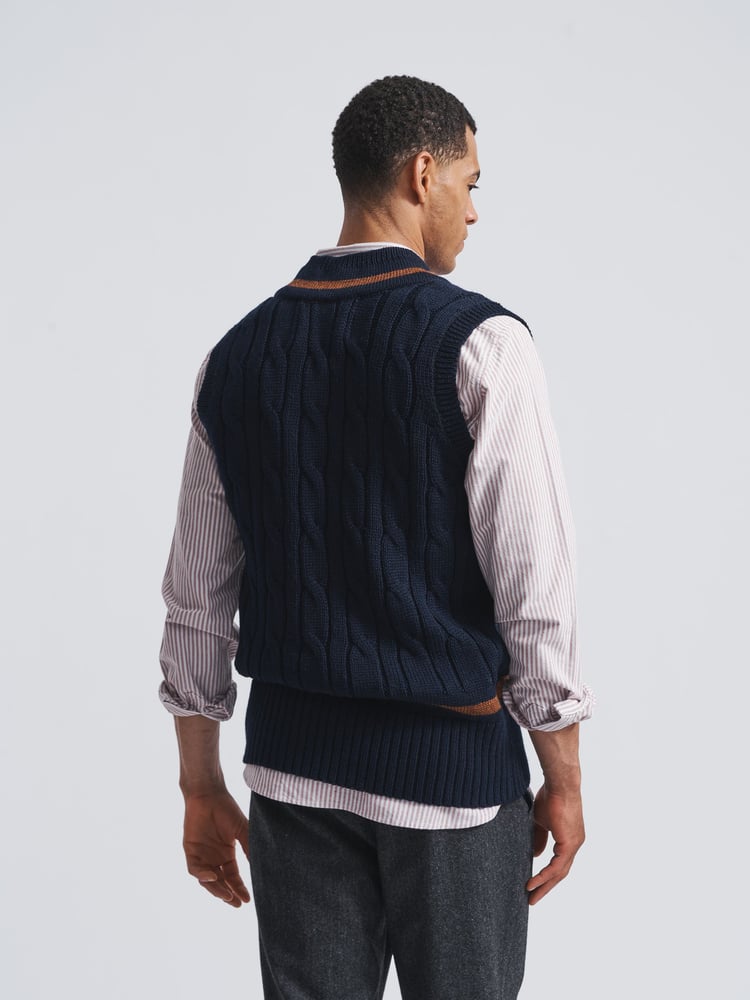 Aubin – Blauer Hobbs Cricket-Pullover aus Wolle - Bild 2 von 5