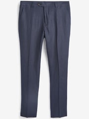 Navy Blue Slim Signature Nova Fides Italian Linen Suit Trousers - Image 4 of 6