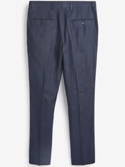 Navy Blue Slim Signature Nova Fides Italian Linen Suit Trousers - Image 5 of 6