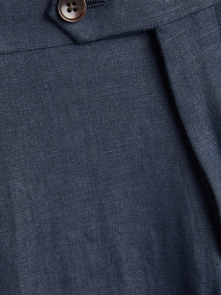 Navy Blue Slim Signature Nova Fides Italian Linen Suit Trousers - Image 6 of 6