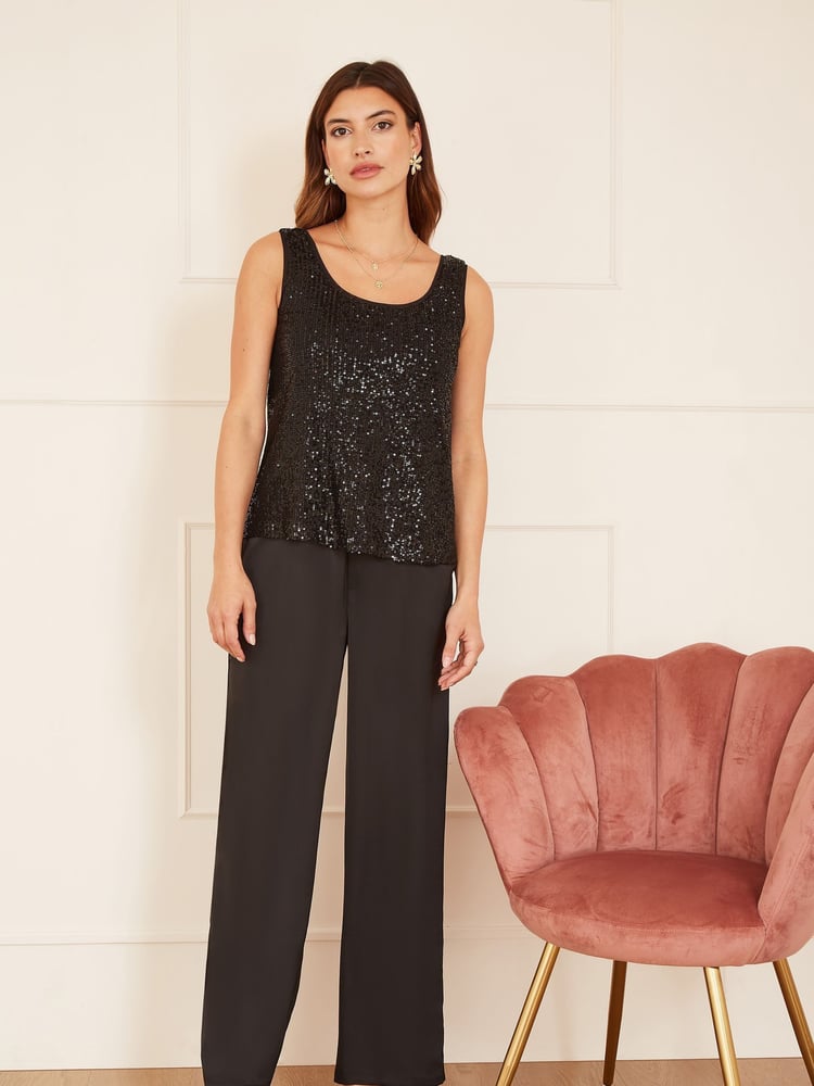 Yumi Black Sequin Vest - Image 2 of 4