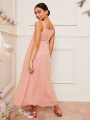 Lipsy Pink Ruched Square Neck Maxi Occasion Dress (7-16yrs) - Image 4 of 4