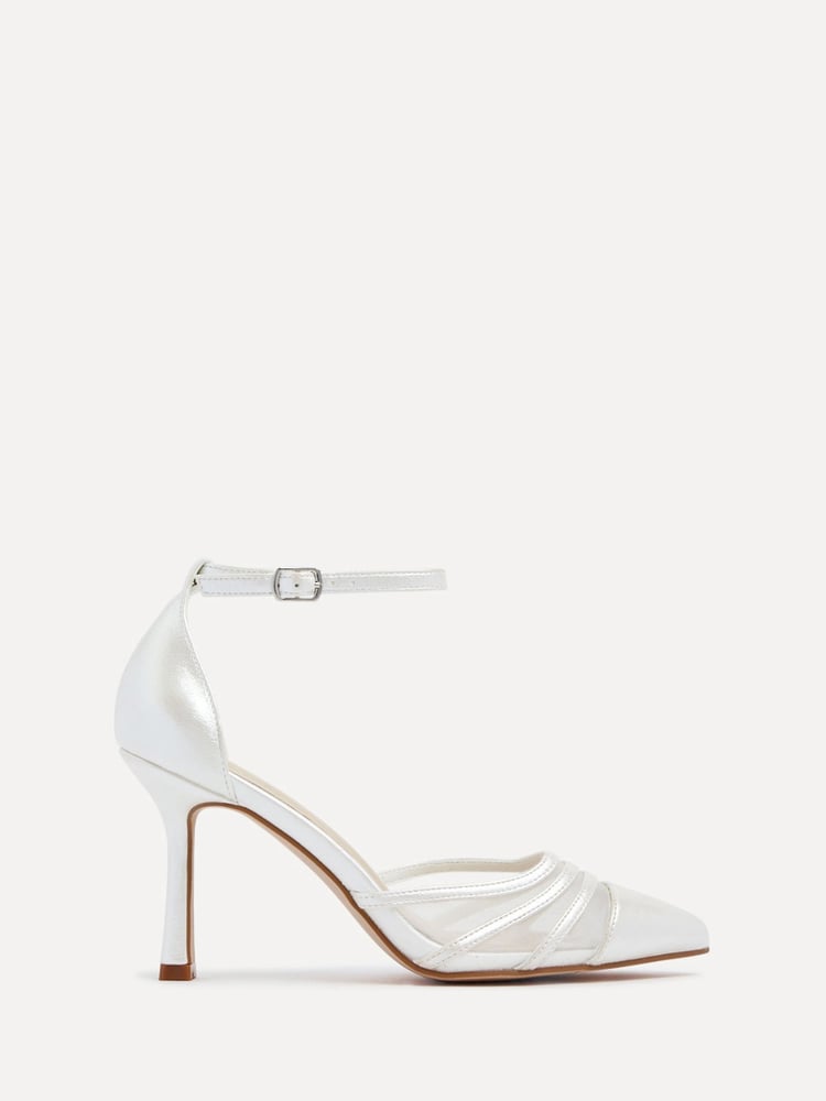 Linzi Ivory Bridal Rosalind Mesh Court Heels With Ankle Strap - Image 2 of 5