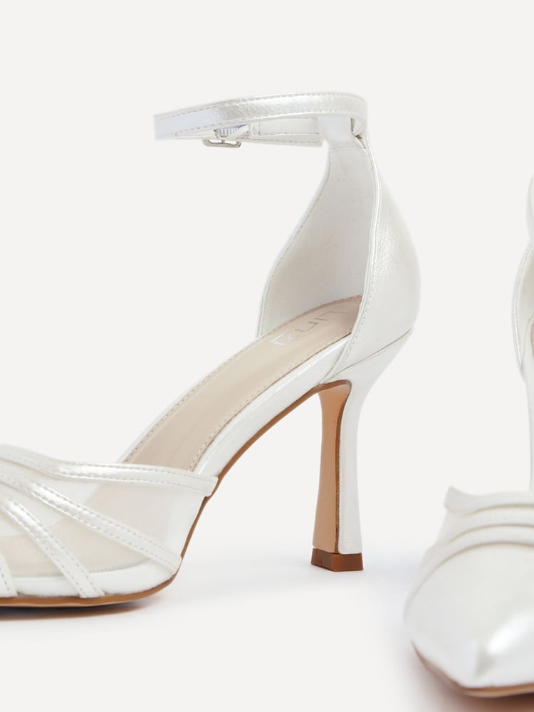 Linzi Ivory Bridal Rosalind Mesh Court Heels With Ankle Strap - Image 5 of 5