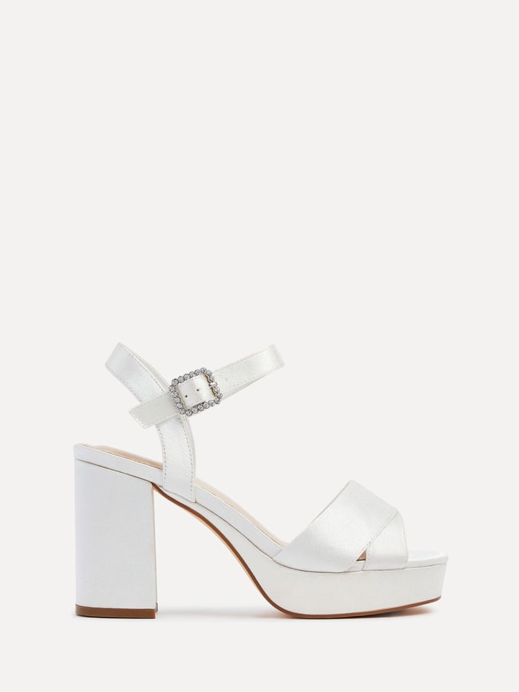Linzi Ivory Bridal Perola Cross-Over Strappy Platform Sandals - Image 2 of 5