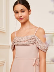 Lipsy Light Pink Cold Shoulder Maxi Occasion Dress (10-16yrs) - Image 2 of 4