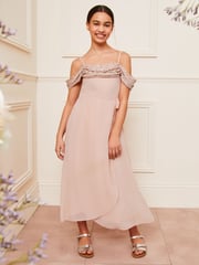 Lipsy Light Pink Cold Shoulder Maxi Occasion Dress (10-16yrs) - Image 3 of 4