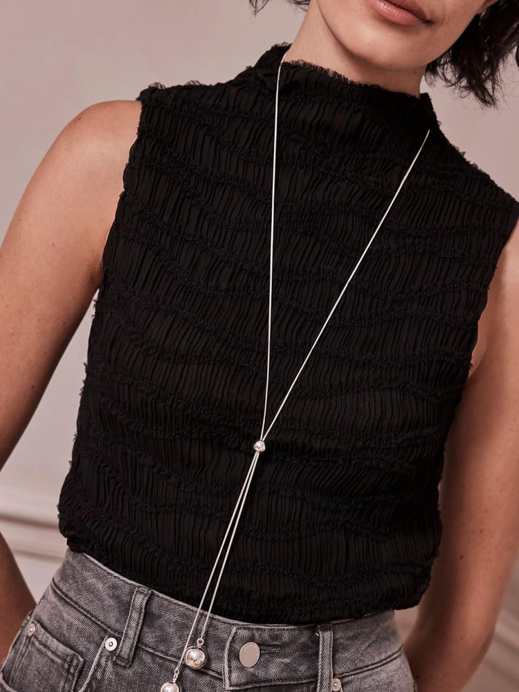 Mint Velvet Black Sleeveless Textured Top - Image 2 of 4 Mint Velvet Black Sleeveless Textured Top - Image 2 of 4