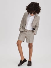 Reiss Oatmeal Auto 9-13 yrs Single Breasted Textured Linen Blazer - Image 3 of 4