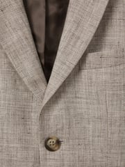Reiss Oatmeal Auto 9-13 yrs Single Breasted Textured Linen Blazer - Image 4 of 4