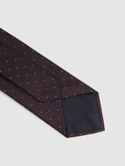 Reiss Burgundy Liam Polka Dot Silk Tie - Image 4 of 5