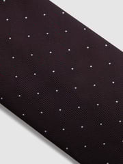 Reiss Burgundy Liam Polka Dot Silk Tie - Image 5 of 5