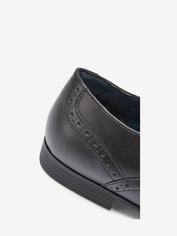 Black Standard Fit Leather Oxford Brogue Shoes - Image 4 of 4