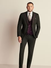 Burgundy Regular Fit Velvet Waistcoat - Image 2 of 10