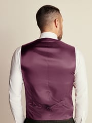Burgundy Regular Fit Velvet Waistcoat - Image 3 of 10