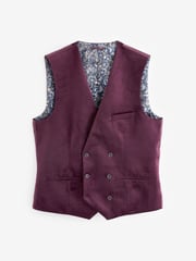 Burgundy Regular Fit Velvet Waistcoat - Image 7 of 10