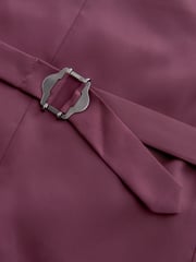 Burgundy Regular Fit Velvet Waistcoat - Image 8 of 10