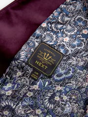 Burgundy Regular Fit Velvet Waistcoat - Image 9 of 10