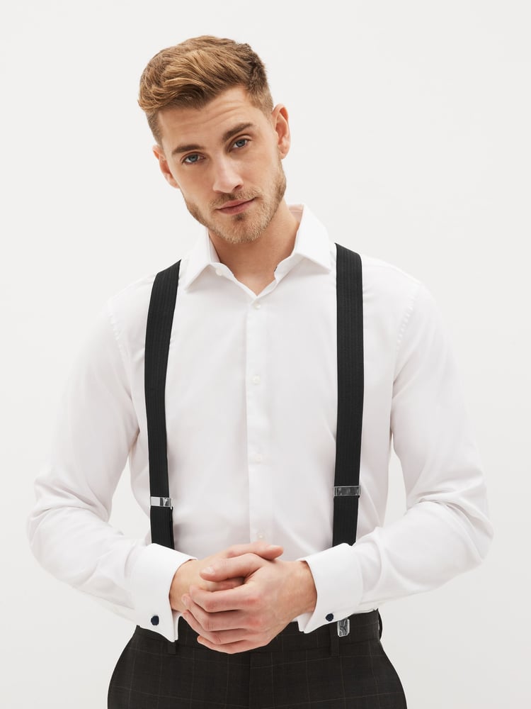 Black Herringbone Wide Braces - Image 1 of 4 Black Herringbone Wide Braces - Image 1 of 4