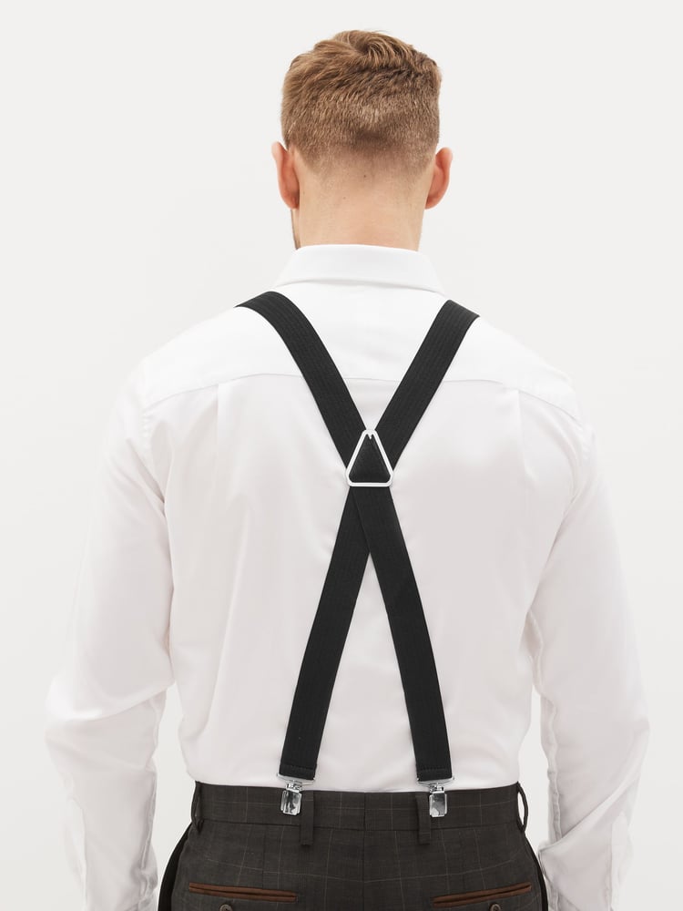 Black Herringbone Wide Braces - Image 2 of 4 Black Herringbone Wide Braces - Image 2 of 4