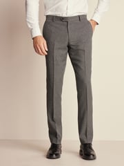 Grey Slim Fit Trimmed Texture Suit Trousers - Image 1 of 9