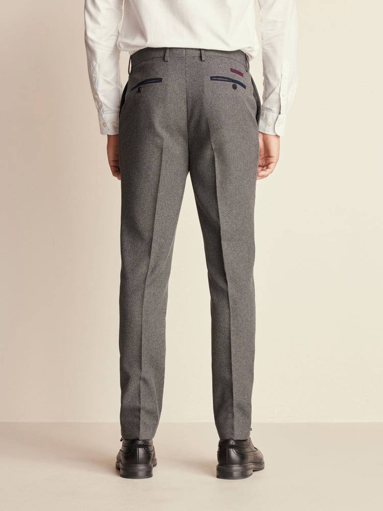 Grey Slim Fit Trimmed Texture Suit Trousers - Image 2 of 9