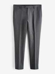 Grey Slim Fit Trimmed Texture Suit Trousers - Image 6 of 9