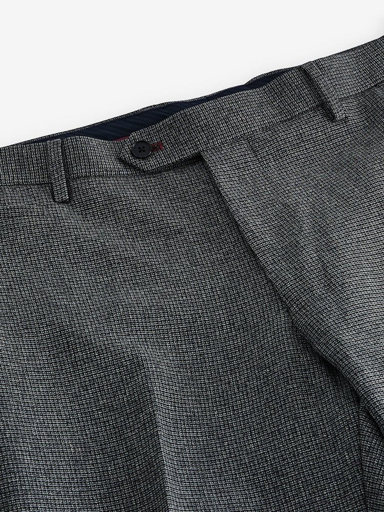 Grey Slim Fit Trimmed Texture Suit Trousers - Image 9 of 9