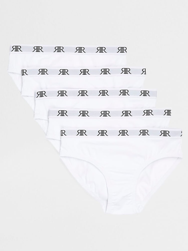 River Island White Ground Girls Briefs 5 Pack - Image 1 of 3