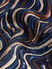 Wavy Navy Sequin Long Sleeve Asymmetric Party Top - Image 6 of 6