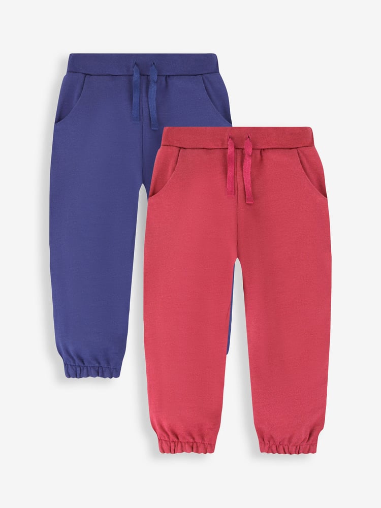 JoJo Maman Bébé Berry & Navy Blue 2-Pack Joggers - Image 1 of 7