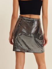Silver Mini Sequin Skirt - Image 3 of 6