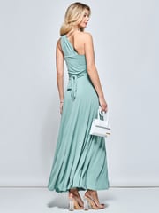 Jolie Moi Green One Shoulder Jersey Maxi Dress - Image 2 of 6