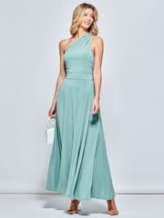Jolie Moi Green One Shoulder Jersey Maxi Dress - Image 4 of 6