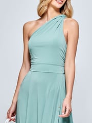 Jolie Moi Green One Shoulder Jersey Maxi Dress - Image 5 of 6