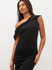Black One Shoulder Midi Dress - Image 4 of 6
