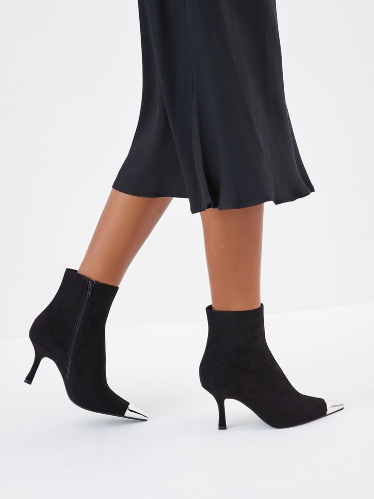 Black Forever Comfort® Toe Cap Point Ankle Boots - Image 1 of 9 Black Forever Comfort® Toe Cap Point Ankle Boots - Image 1 of 9