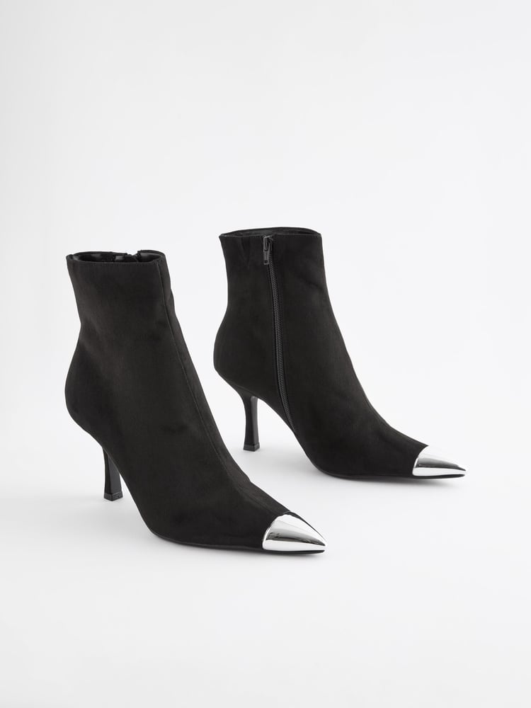Black Forever Comfort® Toe Cap Point Ankle Boots - Image 2 of 9 Black Forever Comfort® Toe Cap Point Ankle Boots - Image 2 of 9