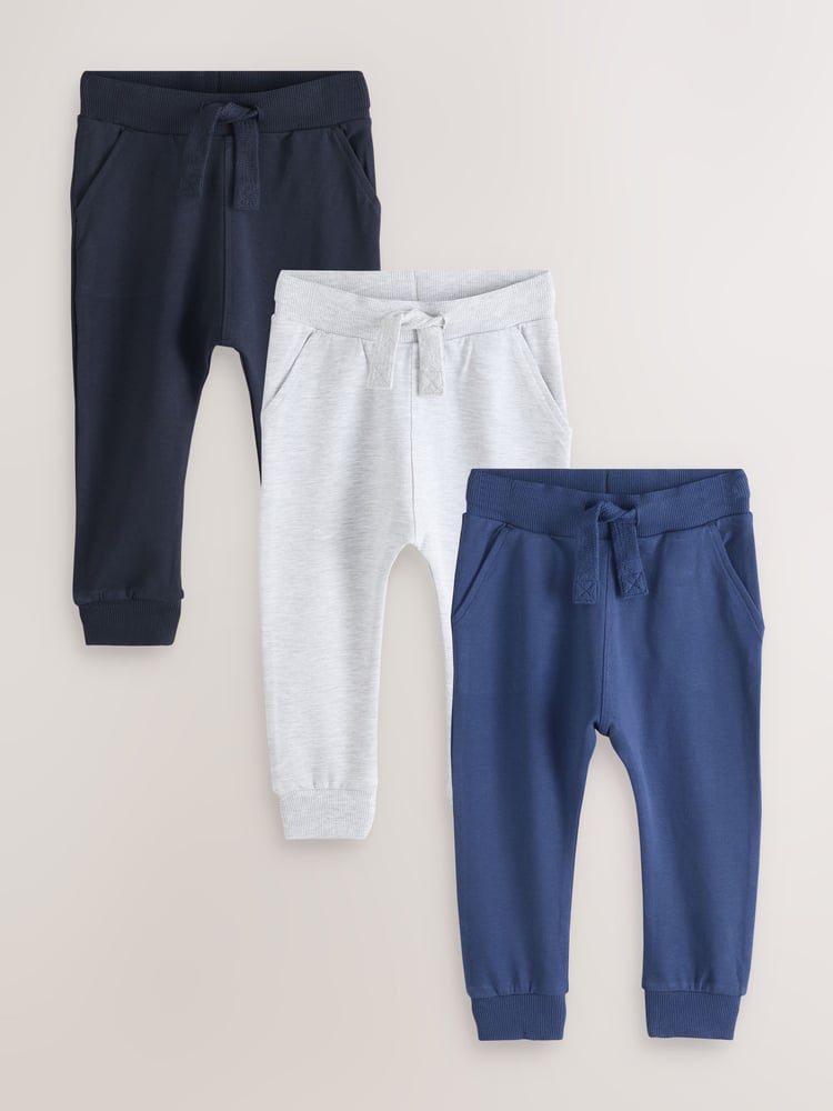 Blue/Grey/Navy Super Skinny Joggers 3 Pack (3mths-7yrs) - Image 1 of 3 Blue/Grey/Navy Super Skinny Joggers 3 Pack (3mths-7yrs) - Image 1 of 3