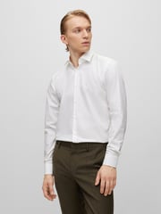 HUGO White Slim Fit Formal 100% Cotton Long Sleeve Shirt - Image 1 of 7