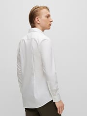 HUGO White Slim Fit Formal 100% Cotton Long Sleeve Shirt - Image 2 of 7