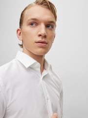HUGO White Slim Fit Formal 100% Cotton Long Sleeve Shirt - Image 3 of 7