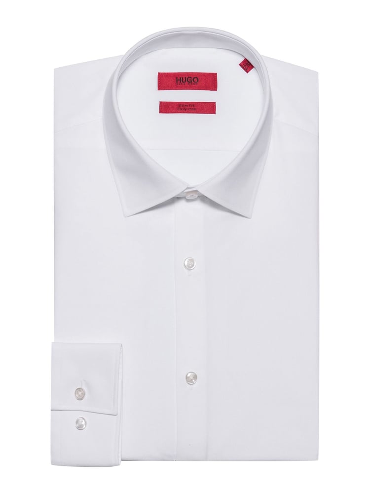 HUGO White Slim Fit Formal 100% Cotton Long Sleeve Shirt - Image 7 of 7