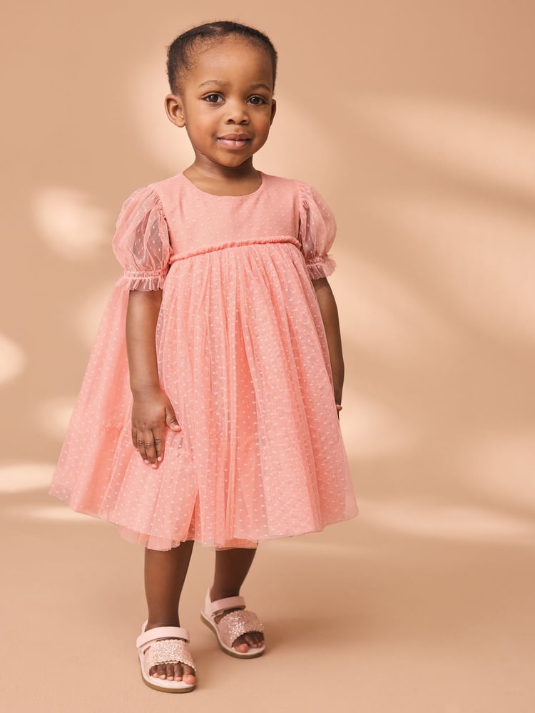 Coral Mesh Party Dress (3mths-7yrs) - Image 1 of 7